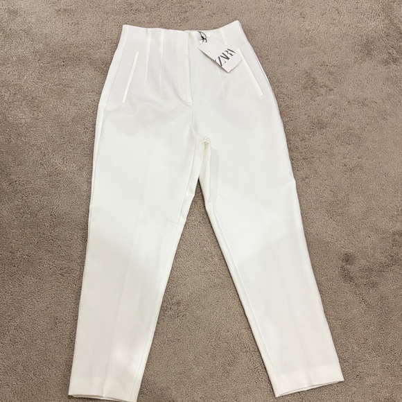 White High-Waisted Trousers - Picture 1 of 3